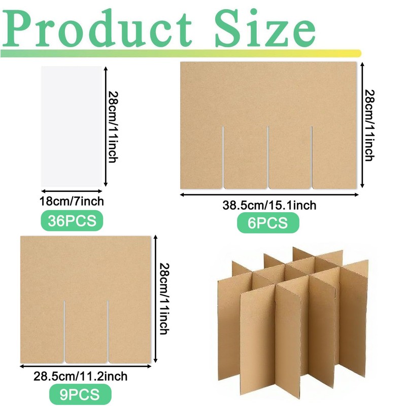 3-Pack Glassware Protection Set，Glassware Dish Packing Boxes Corrugated Dividers &