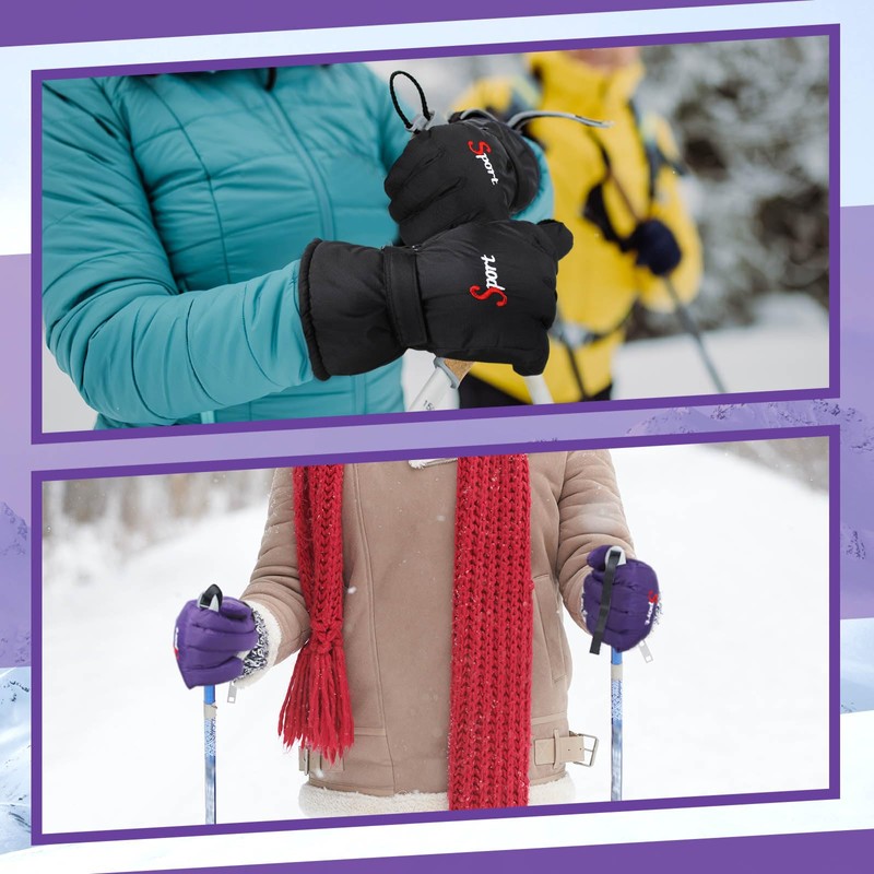 Jeere 2 Pairs Winter Ski Gloves Waterproof for Men Women