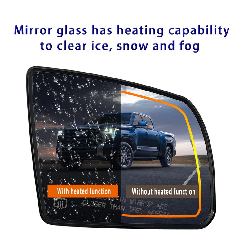 Passenger Side Heated Mirror Glass Replacement For 2008-2017 Toyota Sequoia