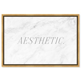 The Oliver Gal Artist Co. Typography Wall Art Framed Canvas Prints Beauty Quotes and Sayings Aesthetic Marble Home Décor, 36" x 24", Gold Floater
