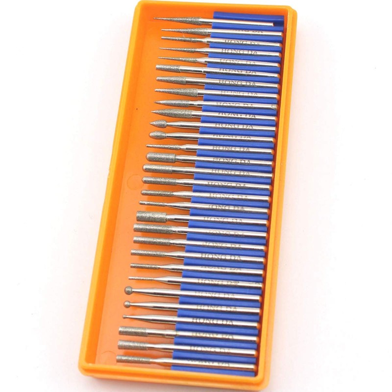 JINGLING Diamond Grinding Head Set Carving Bur Rotary Bit for