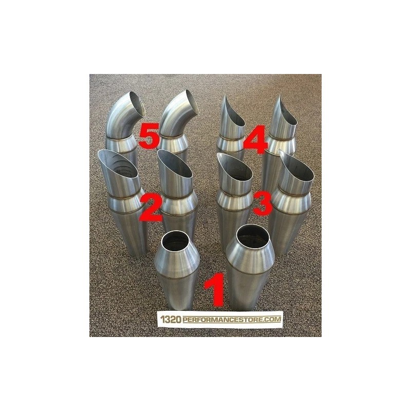 1320 Performance 2.5" inlet 2.5" out megaphone Stainless Reverse Cone