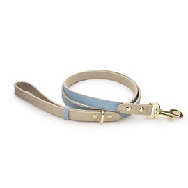 Nina Woof - Correa de Cuero Vegano para Perro con Herrajes Reforzados, Correa de Piel Vegana Hecha a Mano para Perros - Diseño Europeo - Cupertino, Azul, 1.2m