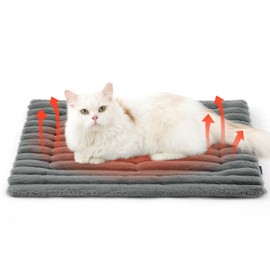 Bedsure Self-Heating Dog Bed Mat - Washable Fleece Warm Cat Blanket with Non skid Bottom, Small Dog Crate Mattress for Puppy and Cat, 61x46cm, Grey