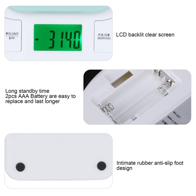 Kitchen Electronic Scale Portable LCD Display Food Weighing Measurement Scale