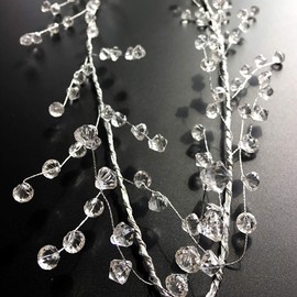 EORTA 94 Inch Crystal Beaded Garland Clear Diamond Branch Chandelier Twinkle Acrylic Ice Silver Wire String Wreath Party Decoration for Wedding DIY Craft Jewelry Making, Diamond Pattern