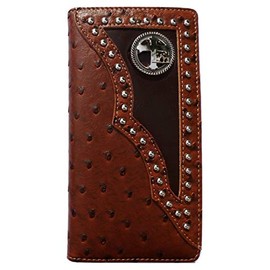 Royal West #1 Cross Praying Cowboy Wallet Western Bifold Check Book Style W011-30 Ostrich Brown