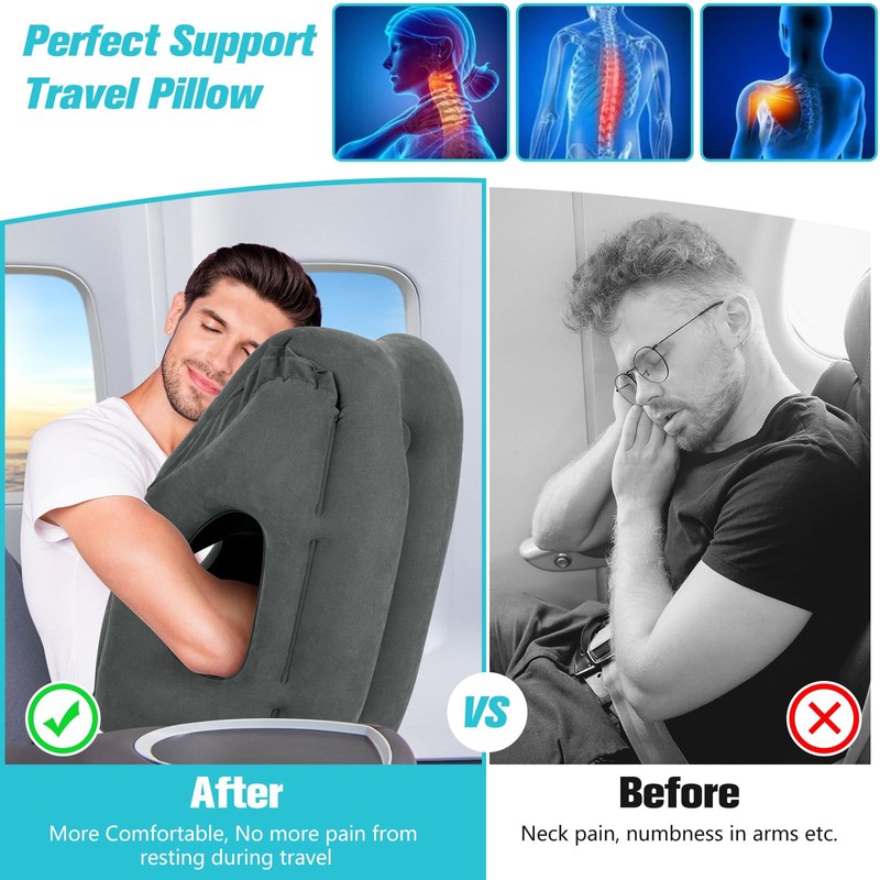 Rewondah Inflatable Travel Pillows for Airplanes | Airplane Pillow for