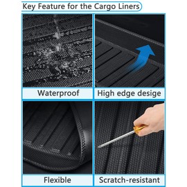 All Weather Rear Cargo Liners Trunk Tray Mats Protector Custom Compatible with 2018 2019 2020 2021 2022 2023 Toyota Camry, 3D Waterproof Durable Odorless Flexible Black TPO Accessories