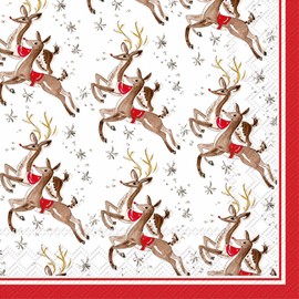 Boston International Roseanne Beck Lunch Napkins, Reindeer Pattern