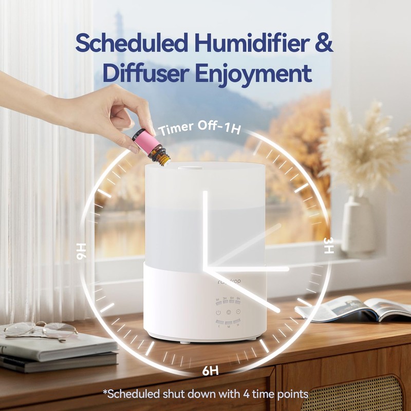 raydrop Humidifiers for Bedroom, 3.0L Cool Mist Humidifiers for Large