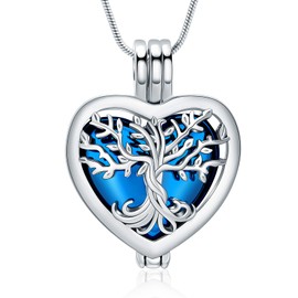 Tree of Life Heart Urn Necklace for Ashes Women Men Stainless Steel Cremation Jewelry Hollow Keepsake Jewelry for Ashe Holder