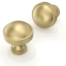 Asimerdeco 10 Pack Brushed Gold Cabinet Knobs Single Hole Cabinet Pulls Round Kitchen Cabinet Knobs Drawer Knobs