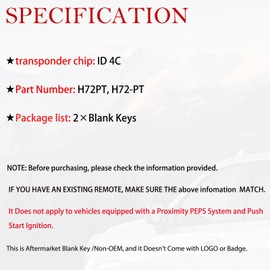 MechanMagic 4C H72-PT Key Replacement Fits for Ford Excursion Expedition Explorer F150 F250 F350 Lincoln Mazda Mercury 1996-2003 Uncut Transponder Ignition Car Key H72 (Set of 2)
