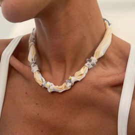 Dcfywl731 Silk Scarf Necklace for Women Choker Necklace Bandana Neck Scarf for Women