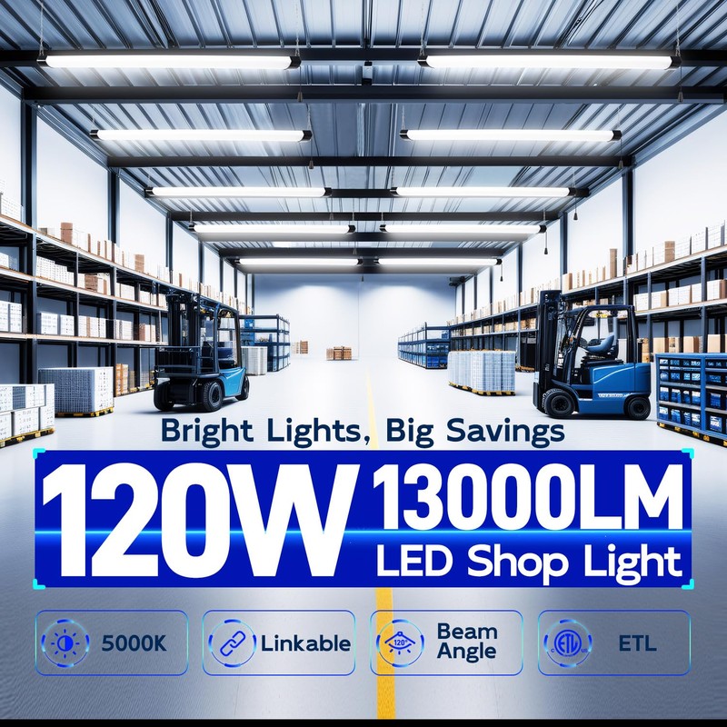 hykolity 120W LED Shop Light Linkable,13000lm(400w Equivalent),5000K 4FT Black Utility