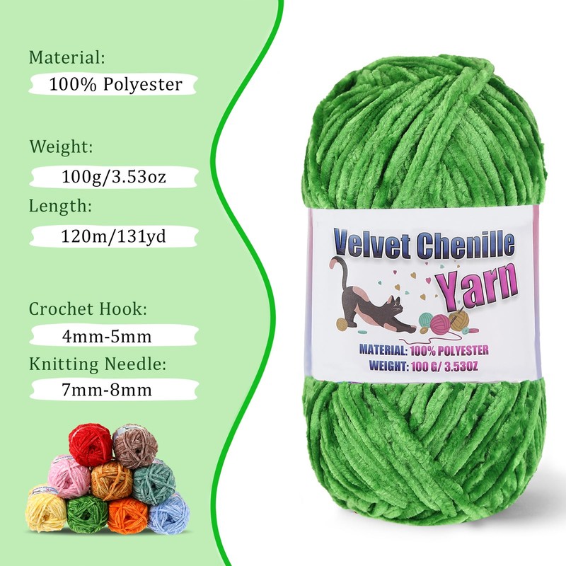3 * 100g Fluffy Velvet Chenille Yarn for Crocheting and