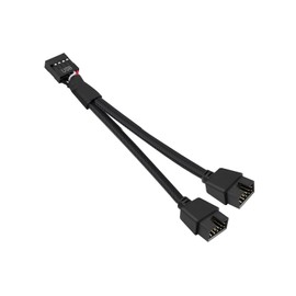 COEZFE Motherboard USB 2.0 to Dual 9 pin Extension Cable, 9-PIN USB2.0 Header Splitter Nylon Braided, USB 2.0 9Pin Female to Dual 9Pin Male Extension Cable for Computer Internal Motherboard (Black)