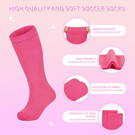 Kids Soccer Socks Toddler Baseball Softball Socks Soft Youth Athletic Socks for Boys Girls Knee High Socks 1 Pair Light Purple White 6-9 Years