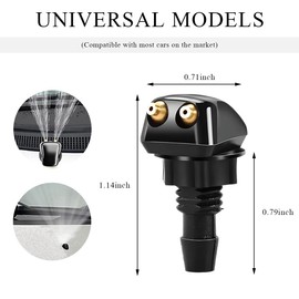 KVAEY 2 PCS Front Windshield Washer Nozzles, Windshield Left Right Wiper Washer Nozzle Sprayers, Windshield Squirter Nozzle Replacement for Most Cars SUVs Trucks, Car Accessories
