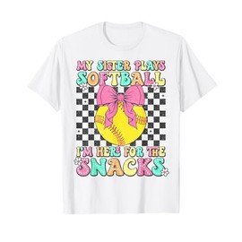 My Sister Plays Softball I'm Here For The Snacks Brother Kid T-Shirt