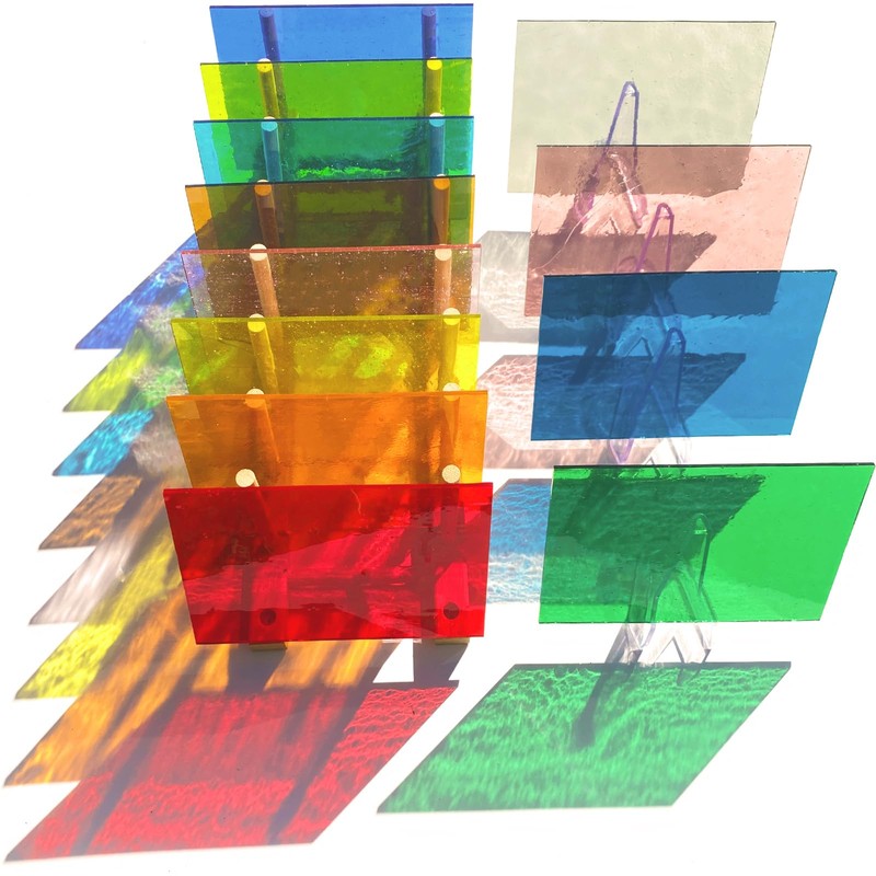 ILLUCKAI 12 Sheets Transparent Stained Glass Sheet Rainbow Colors, 6