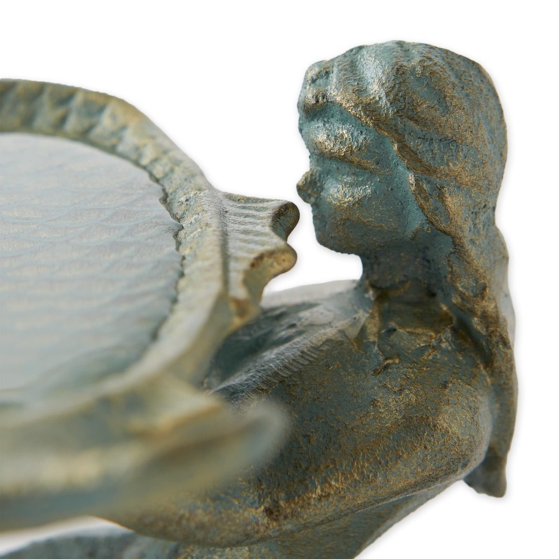 DII Cast Iron Collection Decorative Bird Bath, Mermaid, 6.5 x