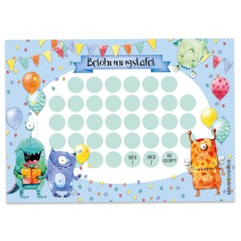 Paper Dragon Reward Board Set for Children as Tear Off Pad 10 Sheets Motivational Concept as Educational Aid with Great Stickers for Boys and Girls