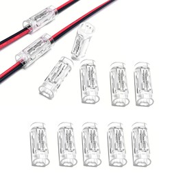 YUTOKEER 2 Pin Cable Connector - Solderless Wire to Wire Quick Connector for 0.35-0.5mm² (AWG22-20), 2P Electrical Connectors for LED, Pack of 10