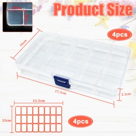 KYYGKY Pack of 4 Clear Sorting Boxes with 96 Labels 15 Beads Storage Box Stackable Plastic Sorting Box Compartments Small Sorting Box Adjustable Assortment Box for Jewellery Earrings Small Parts