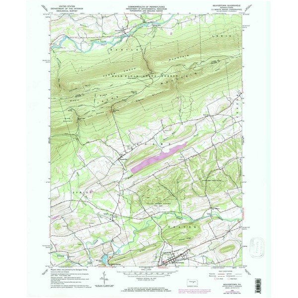 YellowMaps Beavertown PA topo map, 1:24000 Scale, 7.5 X 7.5