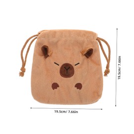 FOMIYES Cute Drawstring Makeup Bag Portable Fluffy Cosmetic Pouch Large Capacity Travel Organizer Tote for Women Lightweight and Compact with Adorable Animal Design