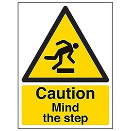 V Safety Warning General - Caution Mind the Step - 150 x 200 mm Safety Sign