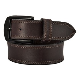 Men's Genuine Buff Leather Casual & Dress Belt Heavy Duty Belts for Men Also For Big & Tall (Brown, 46")