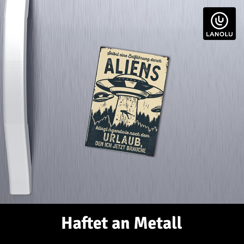 LANOLU Fridge Magnets Funny Aliens with Sayings and Funny Motifs