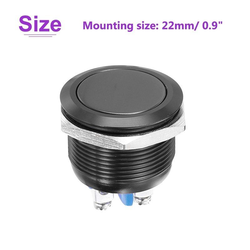 DMiotech 7/8 Inch Aluminium Alloy Momentary Push Button Switch Flat