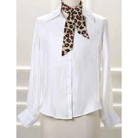 Allegra K Neckerchief Ribbon Scarf, Rectangle, Thin, Leopard Print, Hair Ornament, Bag Decoration, Women's, beige