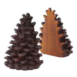DHUJBFF Pinecone Shaped Resin Book Ends,Rustic Cabin Decor, Decorative Bookends for Home,Office,and Library,Set of 2
