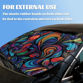 Abstract Car Windshield Sunshade Folding Colorful Waves Swirls Psychedelic Fantasy Front Window Car Sun ​Shade Windshield Block UV Rays Sun Shade Visor Protector for Car Sedan Truck SUV Accessories