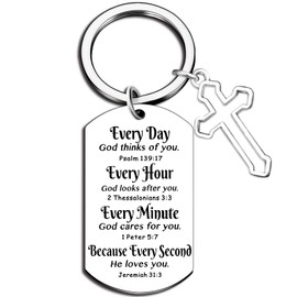 Aisity Christian Gifts for Women Men Cross Christian Keychain for Teen Boys Girls Faith Religious Baptism Gifts for Women Men Catholic Bible Verse Keychain for Birthday Chirstmas Stocking Stuffers