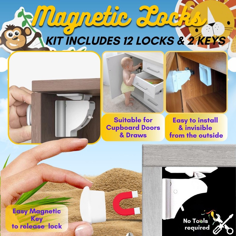 Baby Proofing Kit 67pcs All in One Includes Magnetic Cabinet