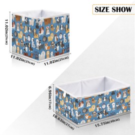 Ollabaky Closet Storage Bin Cute Dog Puppy Fabric Storage Cube Collapsible Waterproof Basket Box Toy Bin Clothes Organizer for Shelves Drawers, R