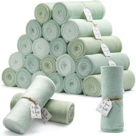 24 Pack Sage Green Wedding Flannel Throw Blankets Bulk 50 x 60 Inch with to Have to Hold Card and Rope Fleece Throw Blanket for Wedding Gifts Bed Couch Sofa Season Soft Lightweight(Sage Green)
