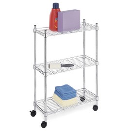 Whitmor 3 Tier Shelving Unit, Metal Storage Shelves, Adjustable Heavy Duty Shelf with Wheels , 400 lbs Capacity per Shelf, 1200 lbs Total for Home, Garage, Workshop, 23"L x 13"W x 30"H, Chrome