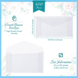 Eersida Glassine Envelopes 2.5x4.25 Inch Glassine Mini Lotto Lottery Ticket Holders Wedding Guest Favor Tissue Seed Envelope Holder for Scratch Stamp Scratch Ticket Wedding Favor Craft Project (400)