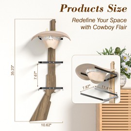 Aimeaihe Cowboy Hat Rack, Cowboy Hat Holder Wall Mount for 10 Baseball Caps and 3 Cowboy Hats, Wooden Western Rustic Metal Cowgirl Hat Hanger, Hat Storage Organizer Closet Storage and Organizer