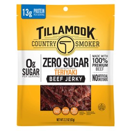 Tillamook Country Smoker Zero Sugar Keto Friendly Beef Jerky, Teriyaki, 2.2 Ounce