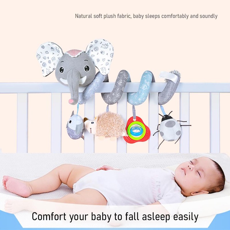 Elephant Spiral Pram Toys for Babies Soft Music Spiral Activity
