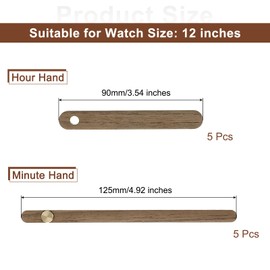 uxcell 5 Set Wooden Clock Hands Only,Walnut Wood Clock Hands Clock Kit for Clock DIY Repair Part Replacement Fit for 12 Inch Wall Clock, 3.54 Inches