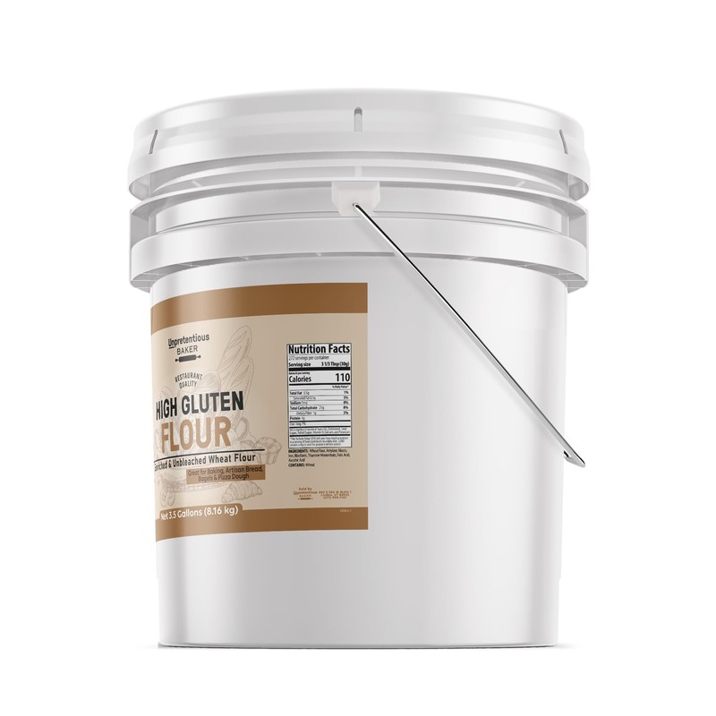 Unpretentious High Gluten Flour, 3.5 Gallons, Artisan Bread, Bagels, Pizza